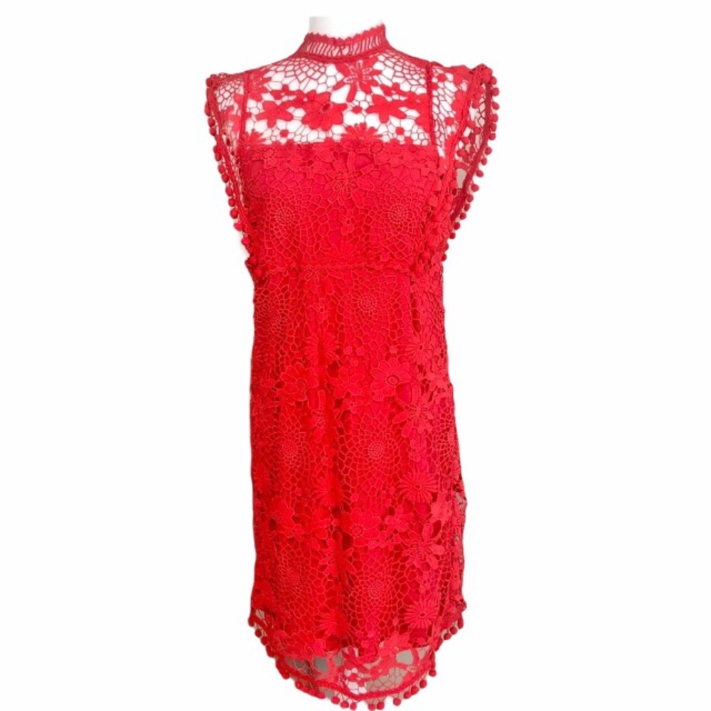 WILLOW & CLAY Embroidered Lace & Pom Dress